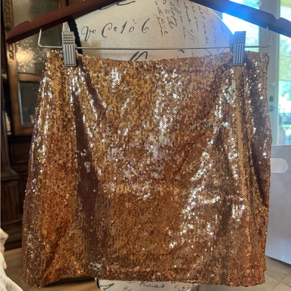 Max Rave Bronze Sequin Pencil Skirt nwt small lined